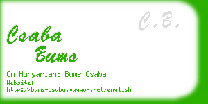 csaba bums business card